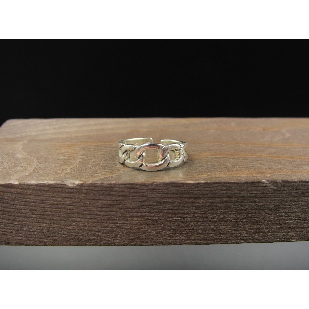 Size 3.25 Sterling Silver Link Style Toe Band Ring Vintage Statement Engagement